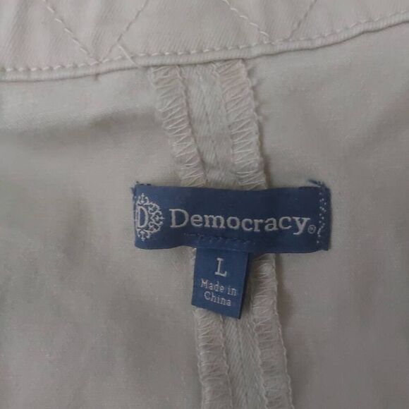 Democracy Puff Shoulder Twill Jacket with Peplum Hem size Large NWOT - Picture 10 of 12